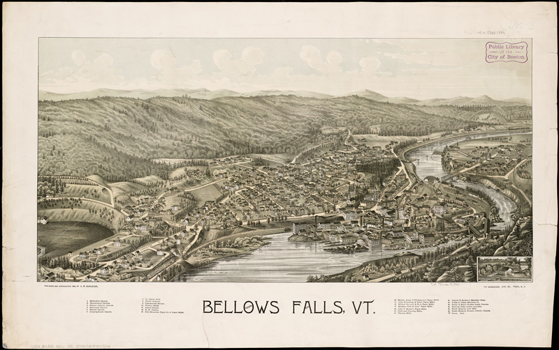 Map by L.R. Burleigh of Bellows Falls, Vermont 1886