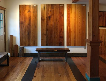 Reclaimed Wood in Longleaf Lumber Cambridge Showroom