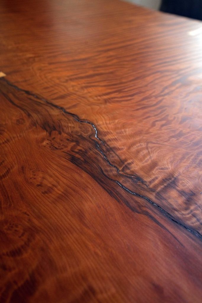 Salvaged Redwood Slab Table ~ Cambridge, Massachusetts Private Residence