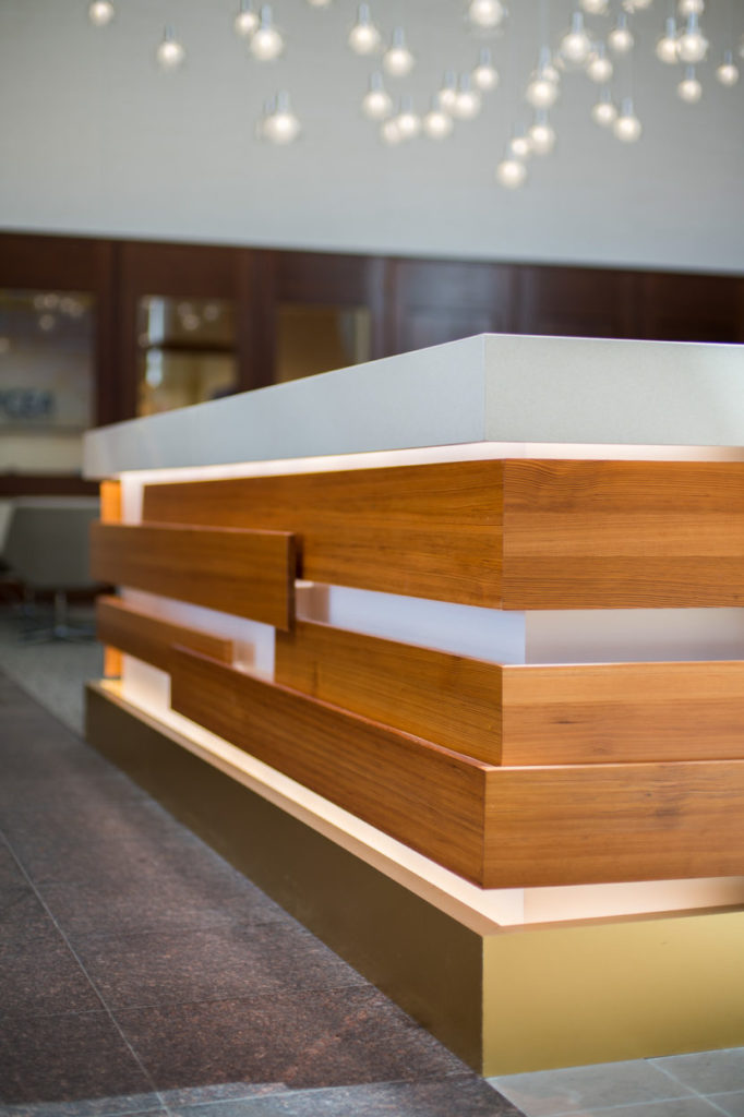 Heart Pine Millwork In Commercial Lobby Space, Cambridge, MA