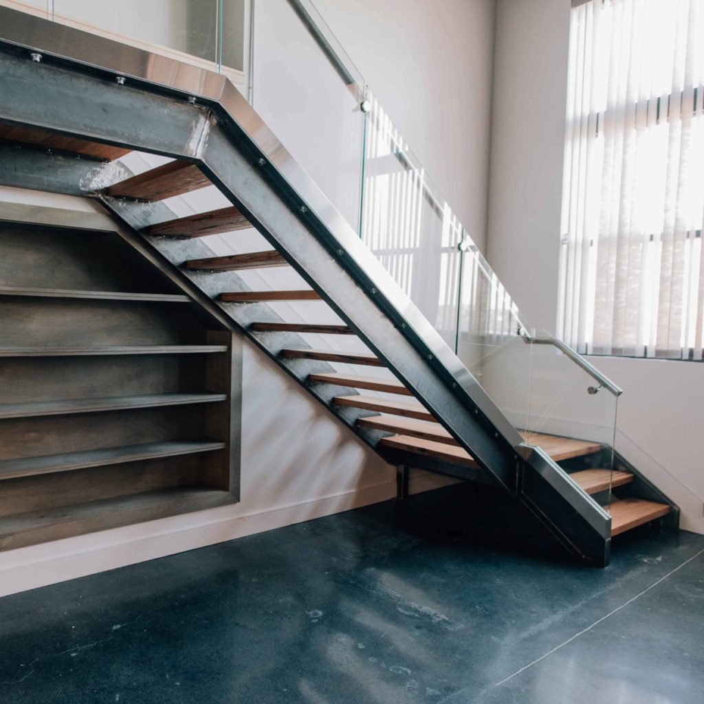 Reclaimed Hickory and Steel Staircase by NS Builders in Boston