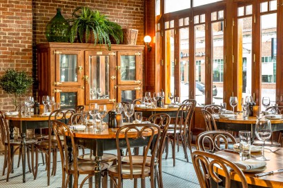 Capo Restaurant in South Boston Reclaimed Oak Cafe Tables