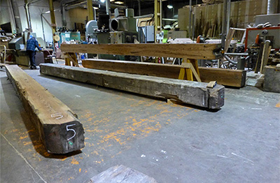 Heart Pine Beams Being Prepared For Studio 58 Mackintosh Building, Glasgow School of Art, Scotland