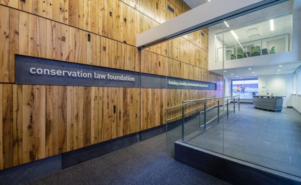 Rustic Oak Reclaimed Wood Paneling in Boston Office Building