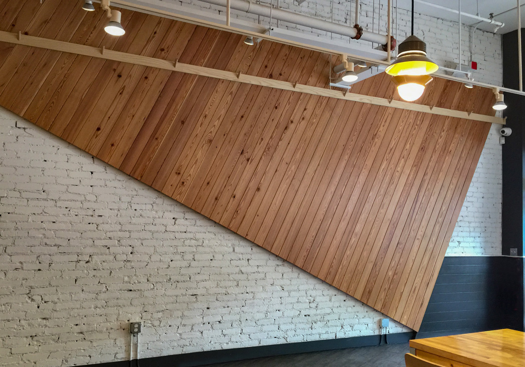 Reclaimed Heart Pine Restaurant Wall Paneling