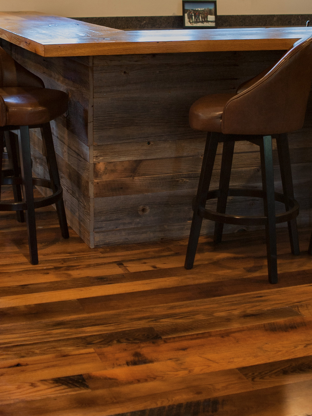 Longleaf Lumber Reclaimed Oak Flooring & Barn Board Bar with Oak Top