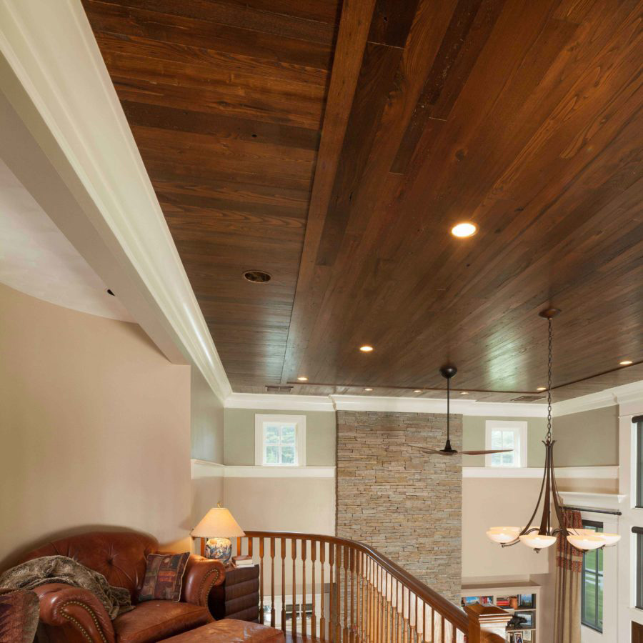 Reclaimed American Chestnut Ceiling Paneling ~ Private Residence in CT