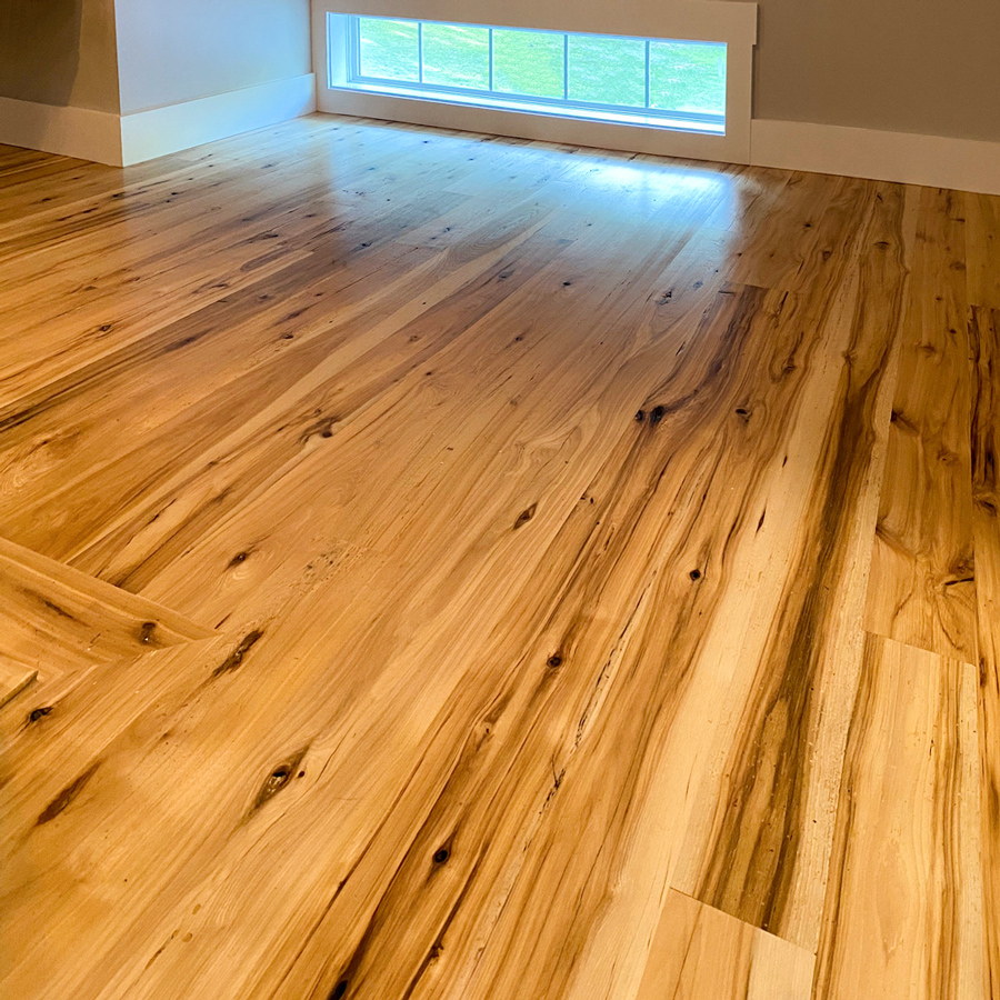 Reclaimed Hickory Flooring in Private Home