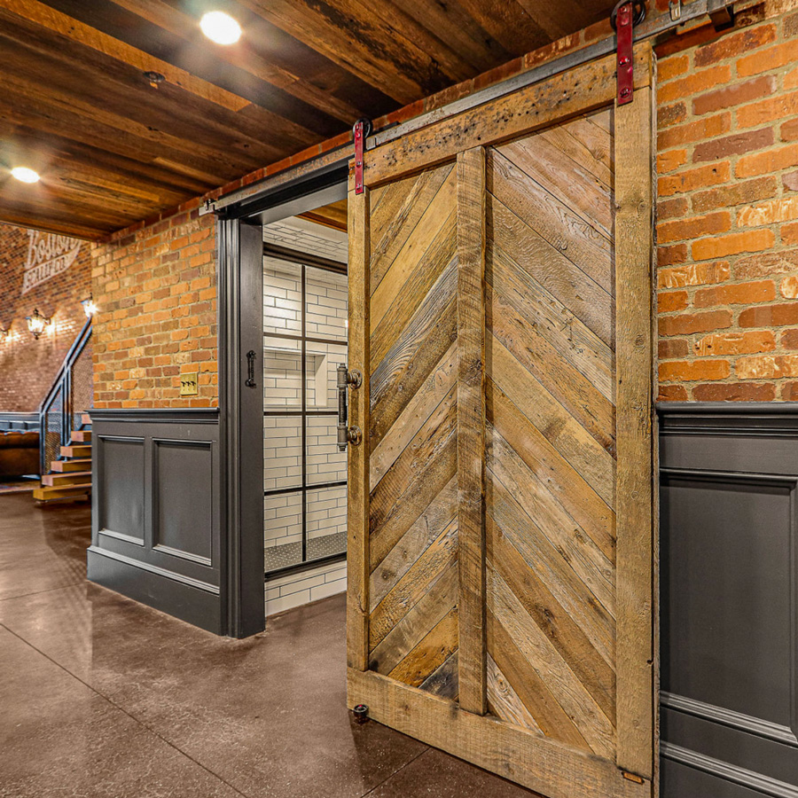 Reclaimed Mixed Softwoods Wire-Brushed Paneling and Barn Doors - Boston Scally Co.