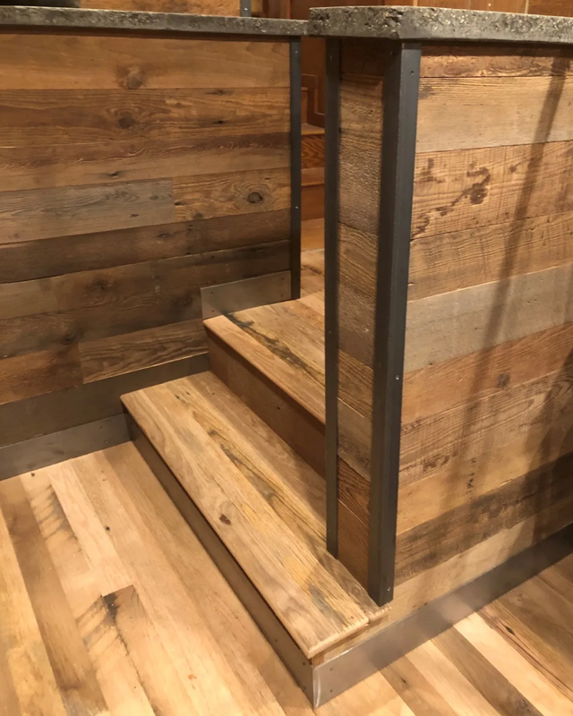 Reclaimed Wire-Brushed Mixed Softwoods Paneling at Resort