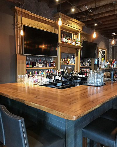 Reclaimed White Oak Bar Top at Brick & Beam Tavern in Quincy, MA