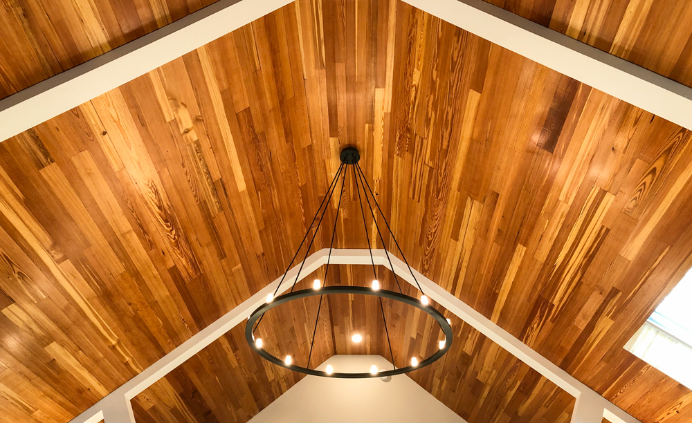 Reclaimed Heart Pine Ceiling Paneling
