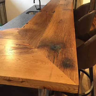 Reclaimed Oak Bar Top in Private Home