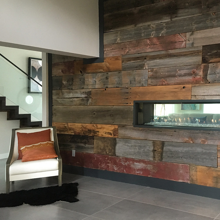 Salvaged Barnboard Wall Paneling In Private Home