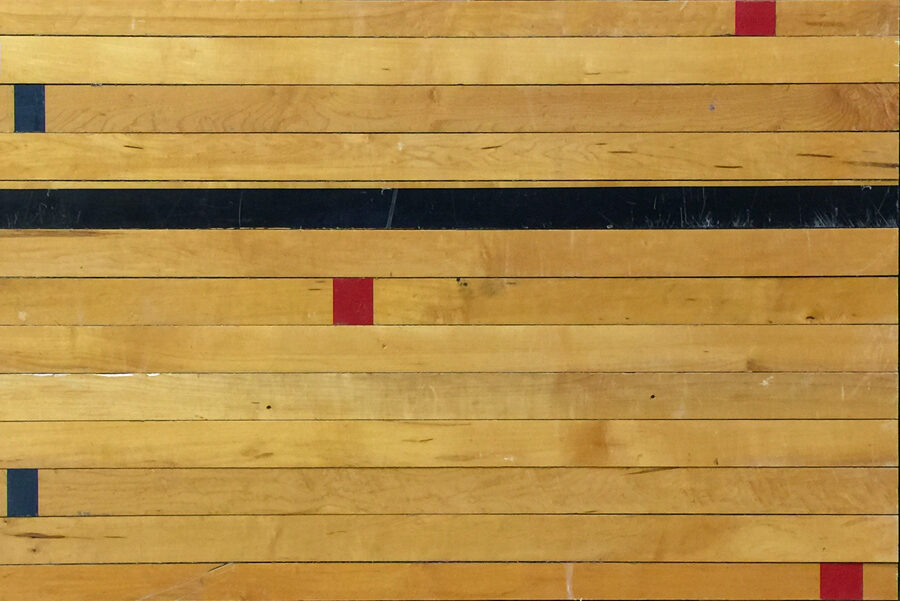 salvaged basketball flooring table