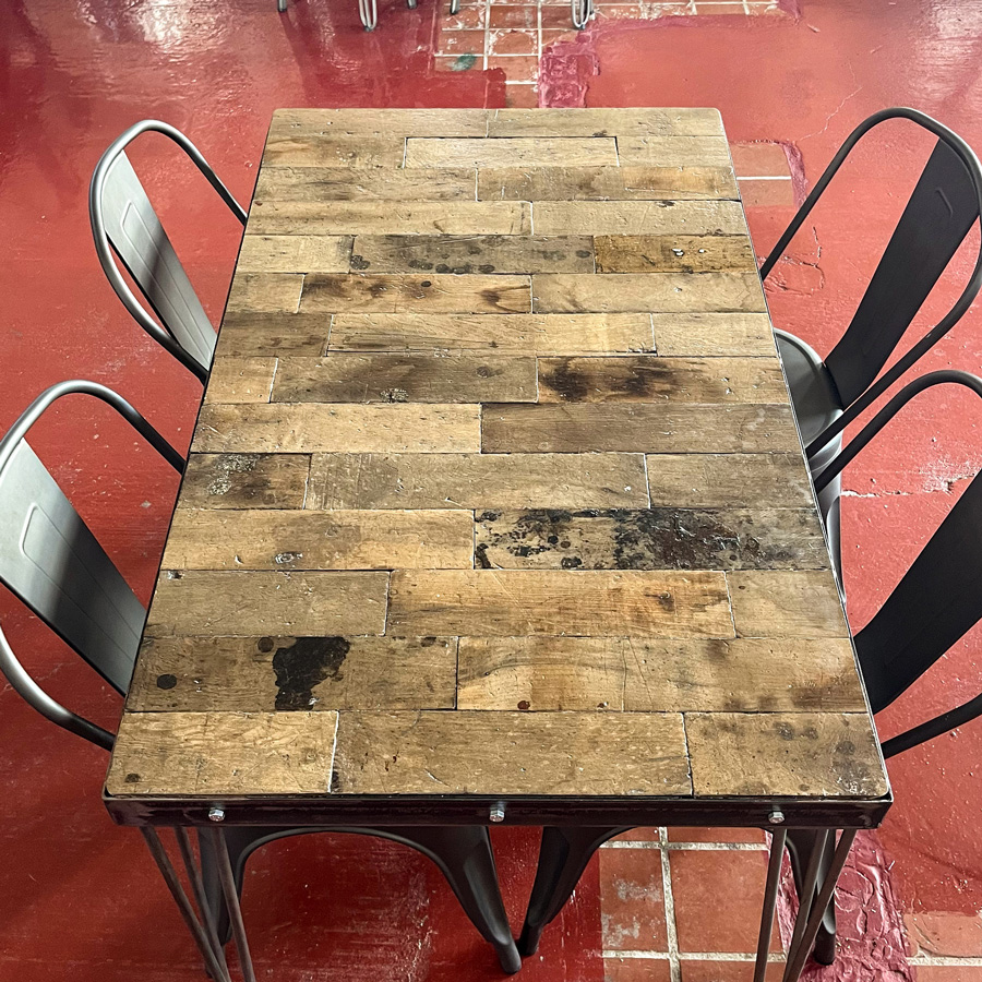 Salvaged Factory Maple Flooring Restaurant Tables