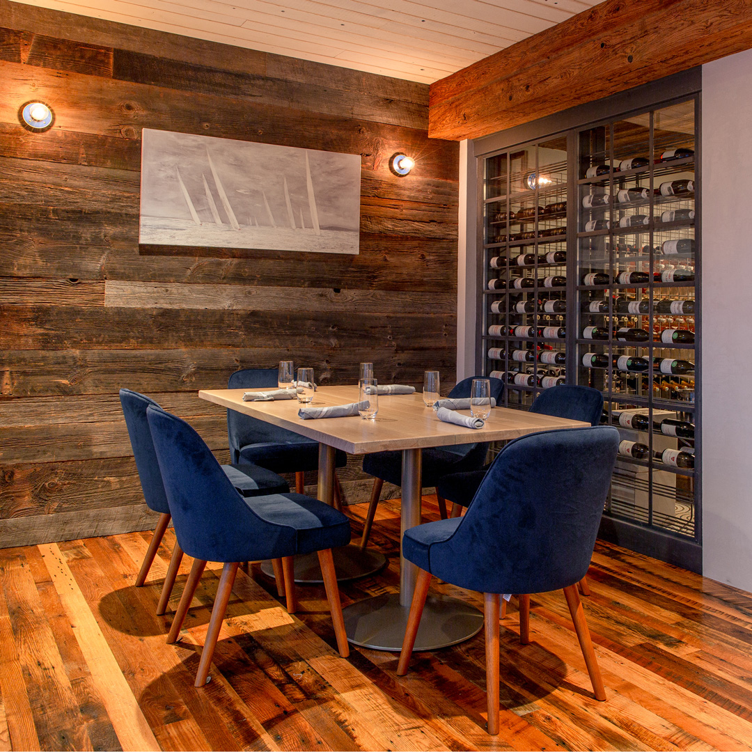 Connecticut Restaurant With Barn Board Paneling, Skip-Planed Oak Flooring, and Mushroom Wood Beam Cladding