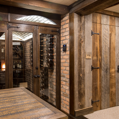 Skip-Planed Oak Wine Cellar Paneling