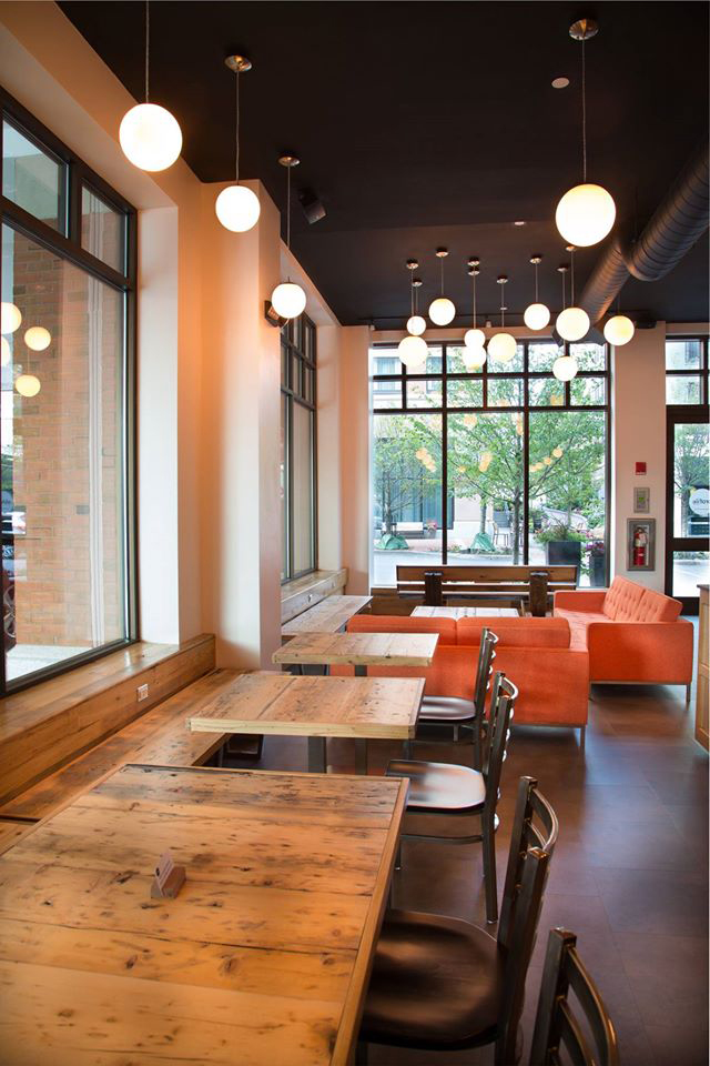 Reclaimed Spruce Decking Tables & Benches - Profile Coffee Bar, Portsmouth, NH
