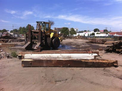 Reclaimed Heart Pine beams from Atlas Terminal warehouse in Providence, Rhode Island.